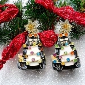 BETSEY JOHNSON CHRISTMAS LIGHTS ON A KITTY EARRINGS